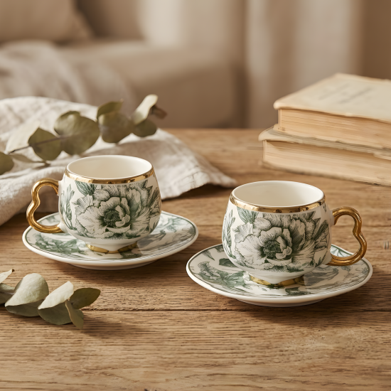 Coffee Cup and Saucer Set - 12 Pcs